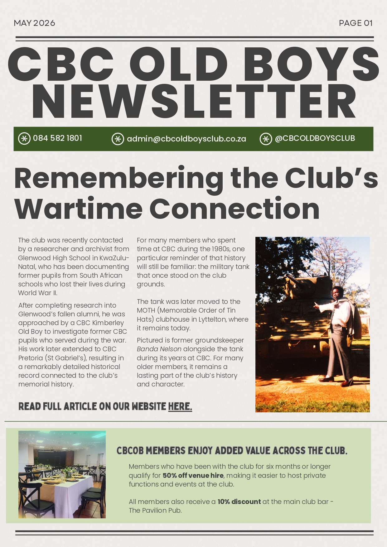 Newsletter - May 2026 - CBC Old Boys Memorial Club